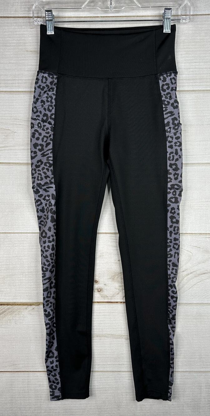 NICOLE MILLER SPORT Leggings Womens M Black Animal Print Skinny Leg Workout Yoga